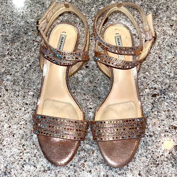Sandals | Parlyn Shimmer Rhinestone Strappy Sandals Rose/Gold - Alex Marie Womens â Ylati Architetti